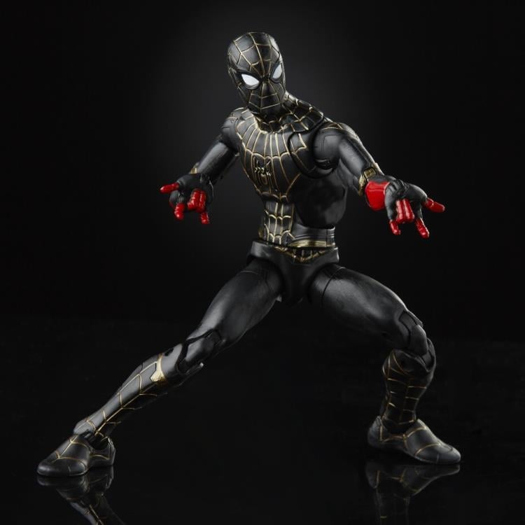 Spider-Man: No Way Home Marvel Legends Black and Gold Suit Spider-Man Action Figure (Marvel's Armadillo BAF) Gallery Image 3