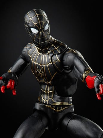 Spider-Man: No Way Home Marvel Legends Black and Gold Suit Spider-Man Action Figure (Marvel's Armadillo BAF) Gallery Image 2