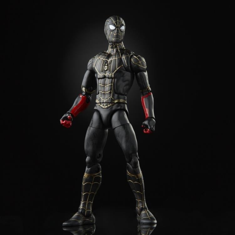 Spider-Man: No Way Home Marvel Legends Black and Gold Suit Spider-Man Action Figure (Marvel's Armadillo BAF) Gallery Image 4