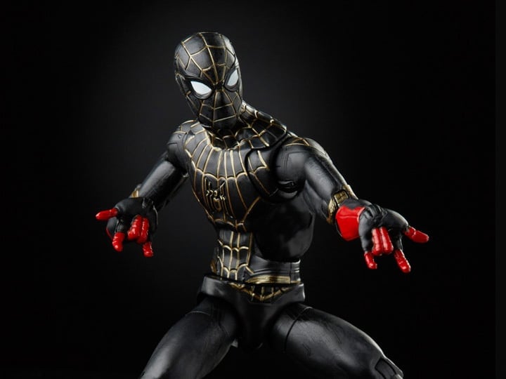 Spider-Man: No Way Home Marvel Legends Black and Gold Suit Spider-Man Action Figure (Marvel's Armadillo BAF) Gallery Image 1