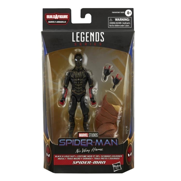 Spider-Man: No Way Home Marvel Legends Black and Gold Suit Spider-Man Action Figure (Marvel's Armadillo BAF) Gallery Image 8