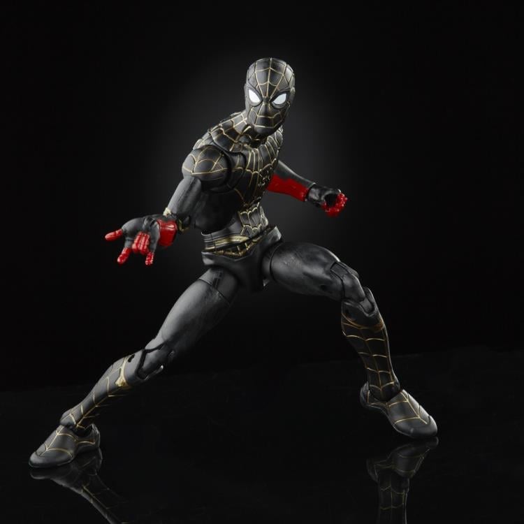 Spider-Man: No Way Home Marvel Legends Black and Gold Suit Spider-Man Action Figure (Marvel's Armadillo BAF) Gallery Image 5