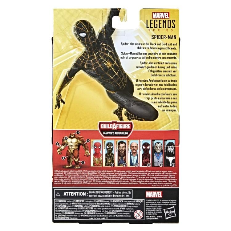 Spider-Man: No Way Home Marvel Legends Black and Gold Suit Spider-Man Action Figure (Marvel's Armadillo BAF) Gallery Image 9