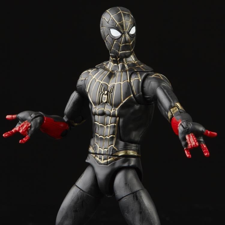 Spider-Man: No Way Home Marvel Legends Black and Gold Suit Spider-Man Action Figure (Marvel's Armadillo BAF) Gallery Image 6
