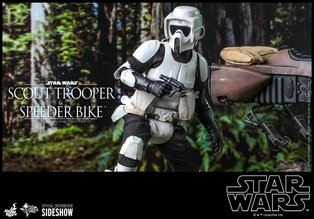 Star Wars: Return of the Jedi MMS612 Scout Trooper and Speeder Bike 1/6th Scale Collectible Figure Set Gallery Image 9
