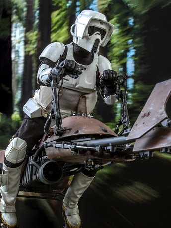 Star Wars: Return of the Jedi MMS612 Scout Trooper and Speeder Bike 1/6th Scale Collectible Figure Set Gallery Image 2