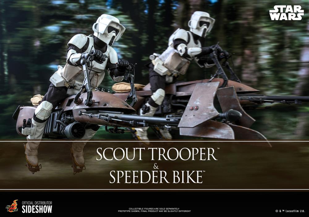 Star Wars: Return of the Jedi MMS612 Scout Trooper and Speeder Bike 1/6th Scale Collectible Figure Set Gallery Image 3