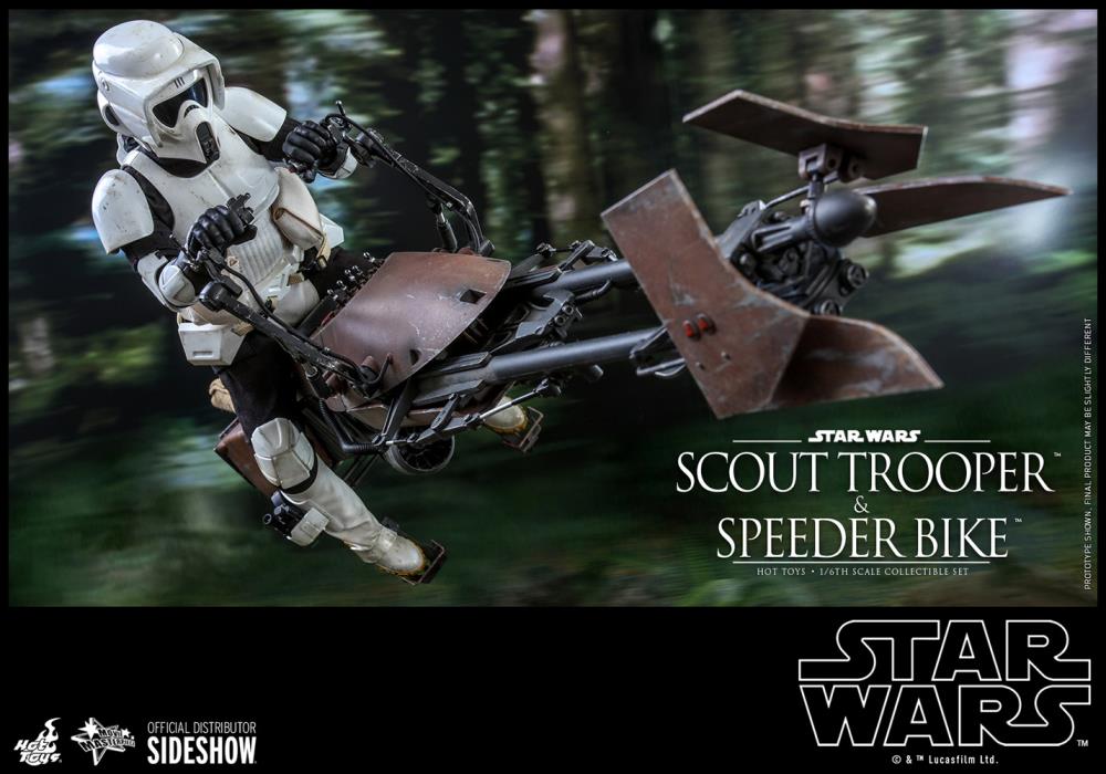 Star Wars: Return of the Jedi MMS612 Scout Trooper and Speeder Bike 1/6th Scale Collectible Figure Set Gallery Image 6