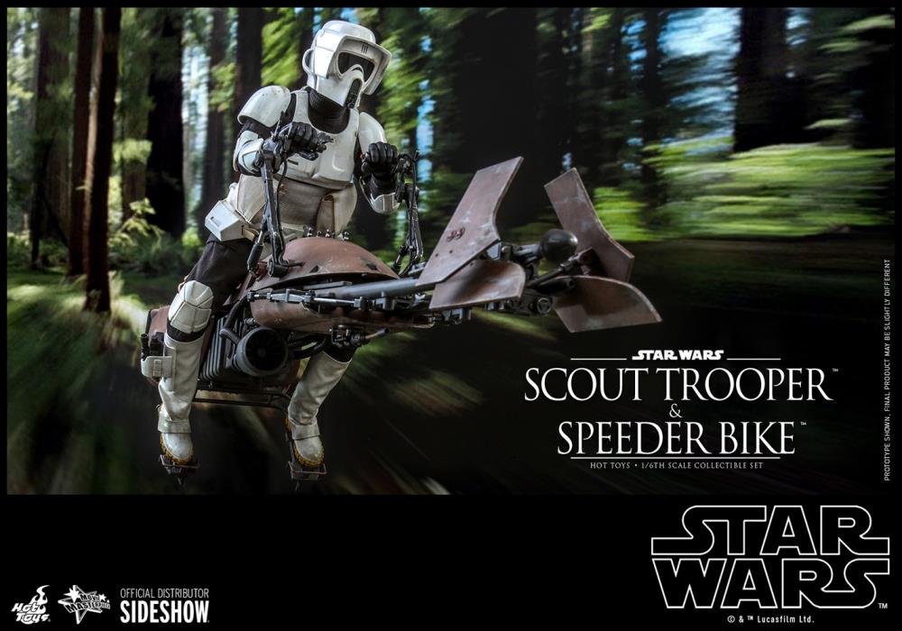 Star Wars: Return of the Jedi MMS612 Scout Trooper and Speeder Bike 1/6th Scale Collectible Figure Set Gallery Image 5