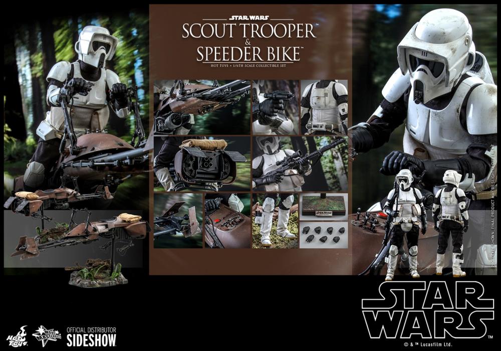 Star Wars: Return of the Jedi MMS612 Scout Trooper and Speeder Bike 1/6th Scale Collectible Figure Set Gallery Image 16