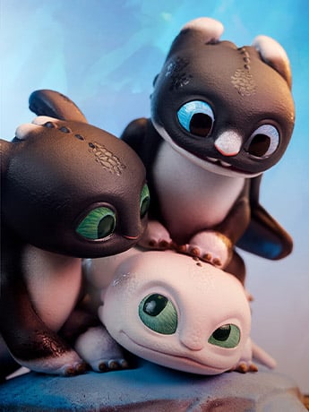 How to Train Your Dragon: The Hidden World Dart, Pouncer, and Ruffrunner Statue Gallery Image 2