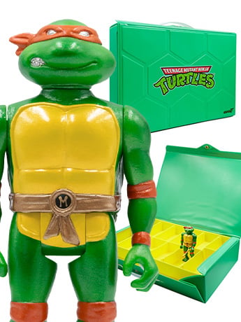 Teenage Mutant Ninja Turtles ReAction Michelangelo (Metallic Ver.) & Carry Case SDCC 2021 Exclusive Figure Gallery Image 2