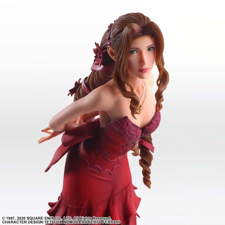 open lace back dress Final Fantasy VII 7 Aerith Red Dress Cosplay Costume For Sale  Rolecosplay