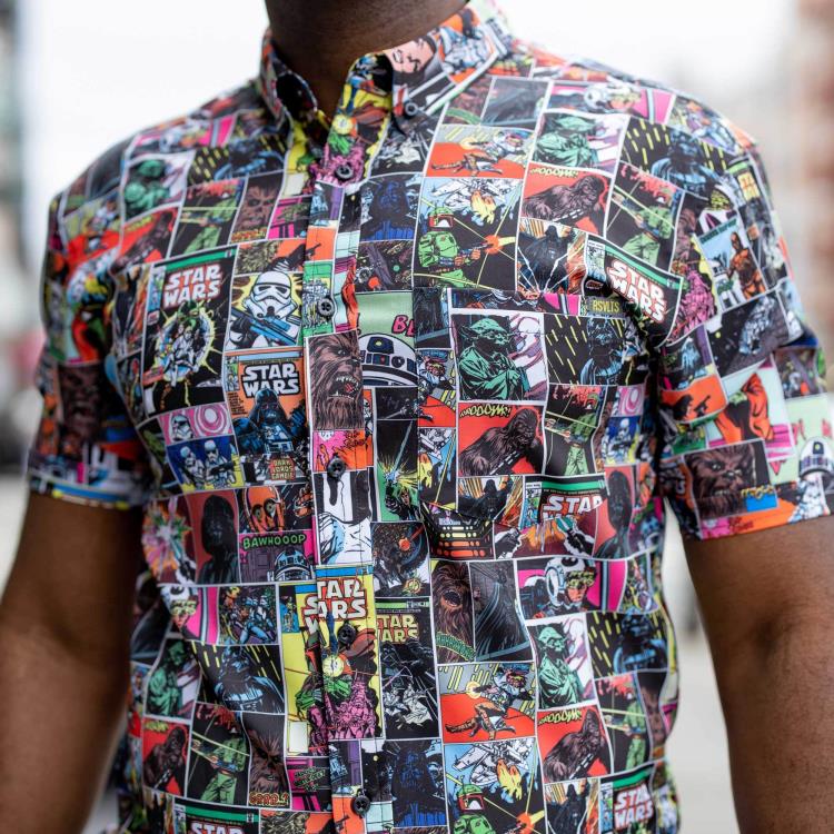Star Wars Comic to the Dark Side Short Sleeve Button Up Shirt Gallery Image 9