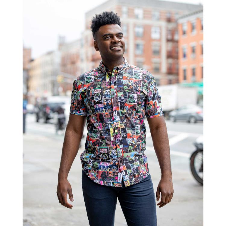 Star Wars Comic to the Dark Side Short Sleeve Button Up Shirt Gallery Image 7