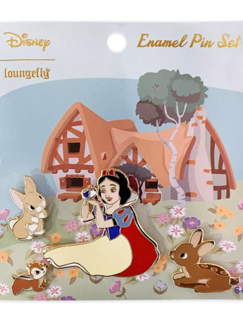 Snow White and the Seven Dwarfs Snow White and Animals Enamel Pin Set Gallery Image 2