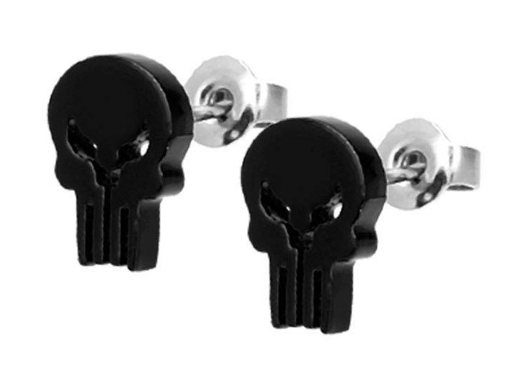 Marvel Punisher Black Skull Logo Stud Earrings Gallery Image 1