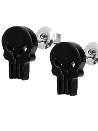 Marvel Punisher Black Skull Logo Stud Earrings Gallery Image 2