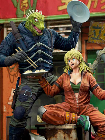 Dorohedoro Ultimate Premium Masterline Caiman & Nikaido (Regular Ver.) 1/4 Scale Statue Gallery Image 2