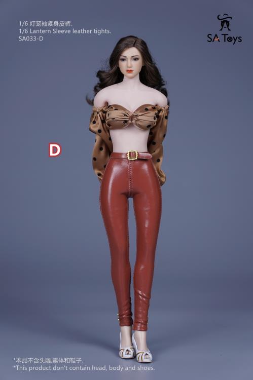 Lantern Sleeve Top & Leather Tights (Tan & Brown) 1/6 Scale Accessory Set Gallery Image 9