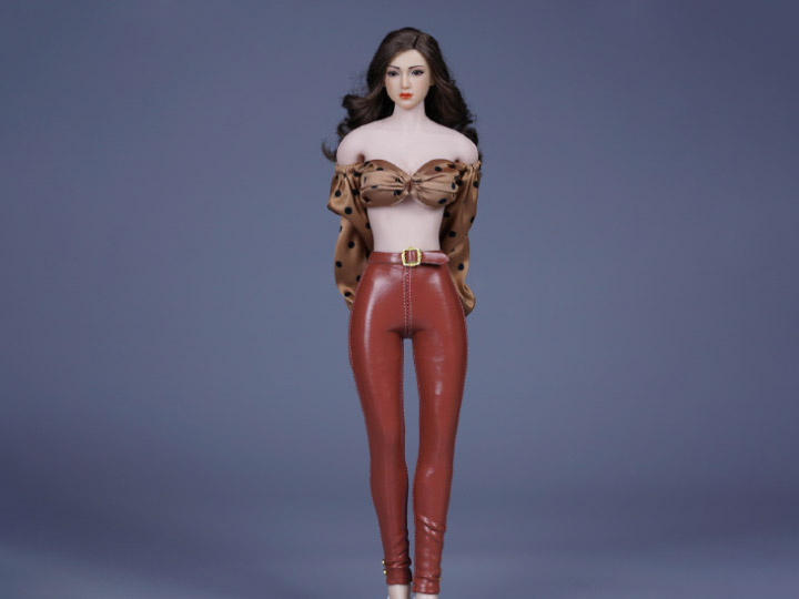 Lantern Sleeve Top & Leather Tights (Tan & Brown) 1/6 Scale Accessory Set Gallery Image 1
