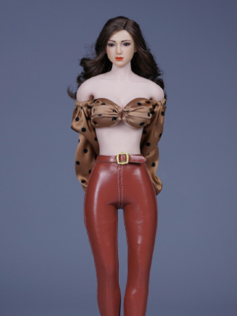 Lantern Sleeve Top & Leather Tights (Tan & Brown) 1/6 Scale Accessory Set Gallery Image 2