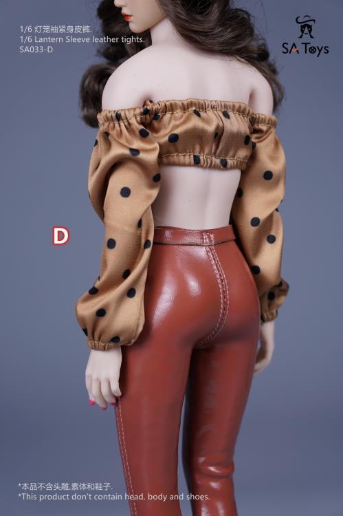 Lantern Sleeve Top & Leather Tights (Tan & Brown) 1/6 Scale Accessory Set Gallery Image 6