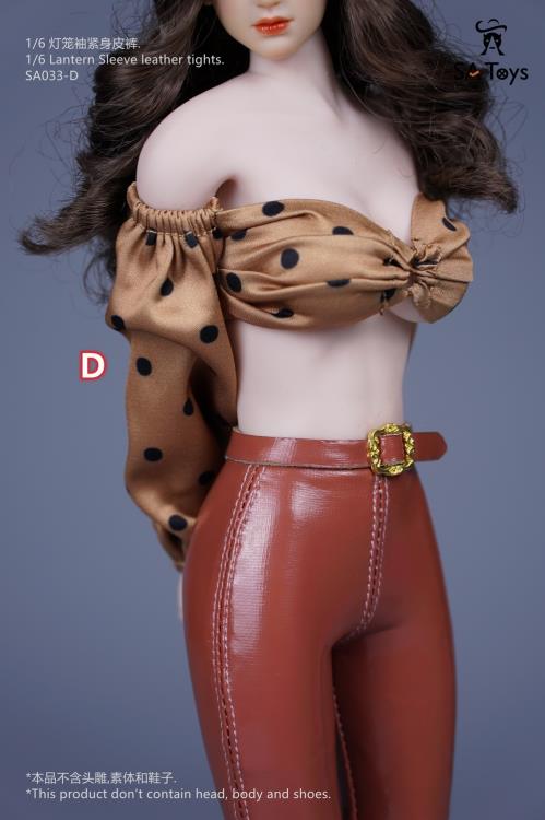 Lantern Sleeve Top & Leather Tights (Tan & Brown) 1/6 Scale Accessory Set Gallery Image 5