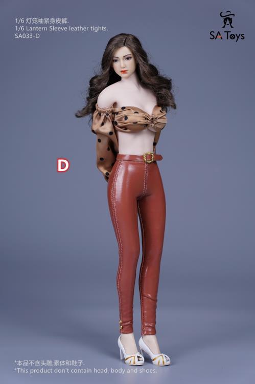 Lantern Sleeve Top & Leather Tights (Tan & Brown) 1/6 Scale Accessory Set Gallery Image 8
