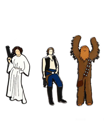 Star Wars Han Solo, Chewbacca & Princess Leia Lapel Pin 3-Pack Gallery Image 2