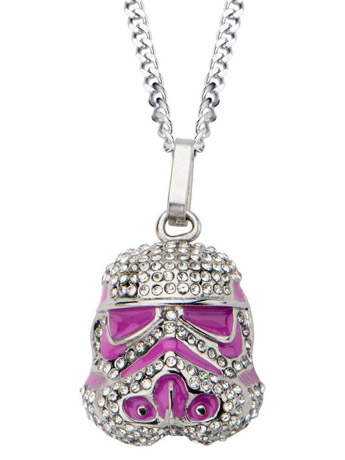 Star Wars Stormtrooper Pink Enamel with Clear Gem Pendant Necklace (18-Inch Chain) Gallery Image 2