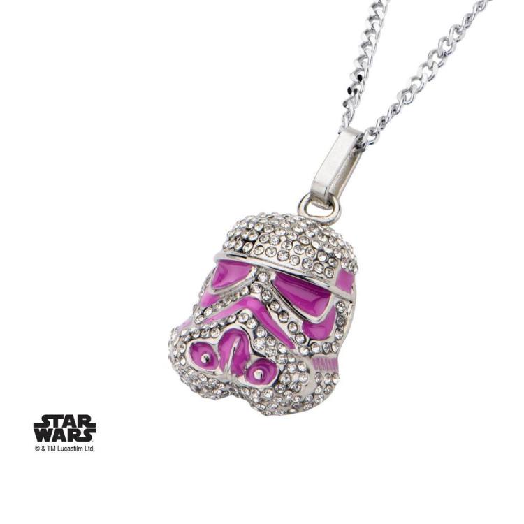Star Wars Stormtrooper Pink Enamel with Clear Gem Pendant Necklace (18-Inch Chain) Gallery Image 3