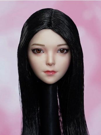 Female Head Sculpt (Long Black) w/Movable Eyeballs 1/6 Scale Accessory Gallery Image 2