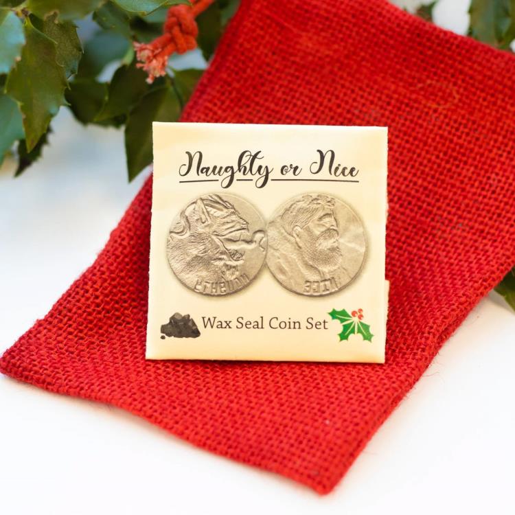 Naughty or Nice Krampus and Santa Wax Seal Coin Set Gallery Image 3