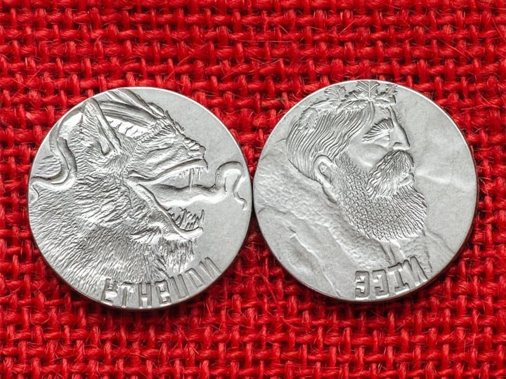 Naughty or Nice Krampus and Santa Wax Seal Coin Set Gallery Image 1