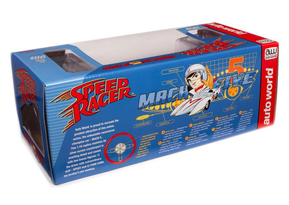 Speed Racer Mach 5 1/18 Scale Die-Cast Replica with Chim-Chim and