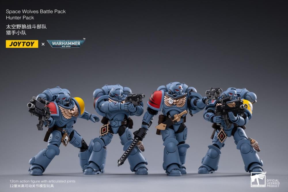 Warhammer 40K Space Wolves Battle Hunter Pack Box of 4 1/18 Scale Figures Gallery Image 14