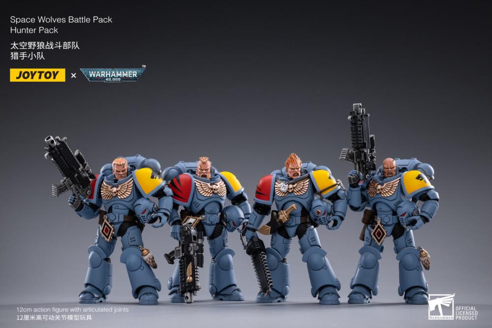 Warhammer 40K Space Wolves Battle Hunter Pack Box of 4 1/18 Scale Figures Gallery Image 12
