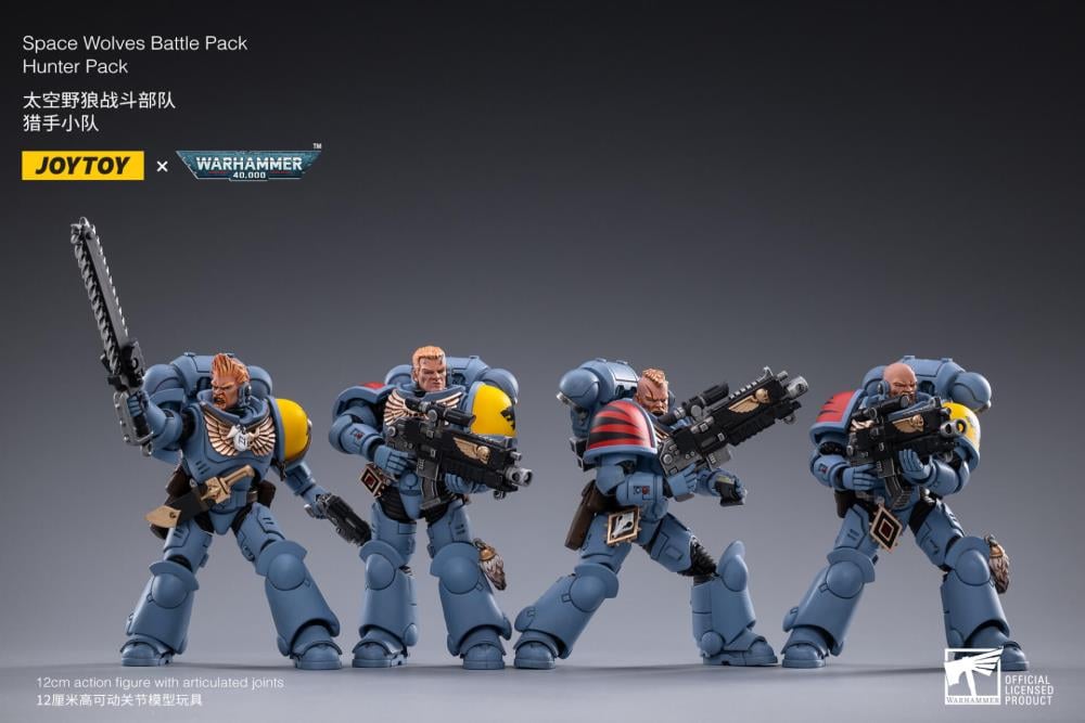 Warhammer 40K Space Wolves Battle Hunter Pack Box of 4 1/18 Scale Figures Gallery Image 13