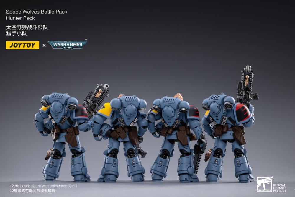 Warhammer 40K Space Wolves Battle Hunter Pack Box of 4 1/18 Scale Figures Gallery Image 11