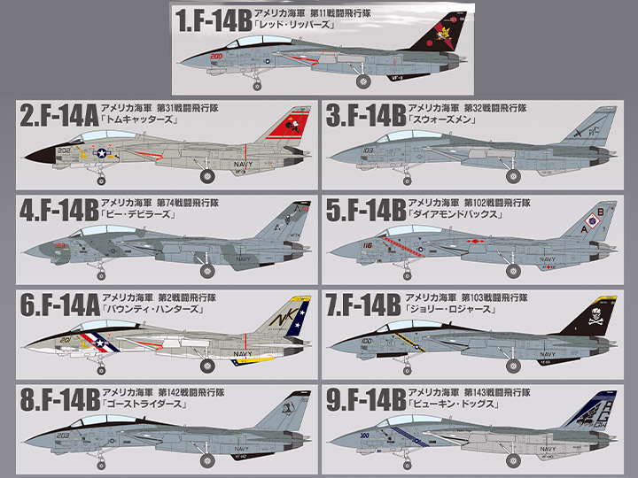 Tomcat Memories 2 1/144 Work Shop Vol. 39 F-14A/B Box of 10 Random Fighter Jet Models Gallery Image 1
