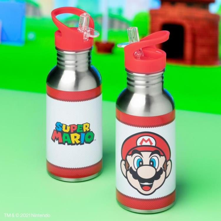 Super Mario Metal Water Bottle with Straw Gallery Image 3