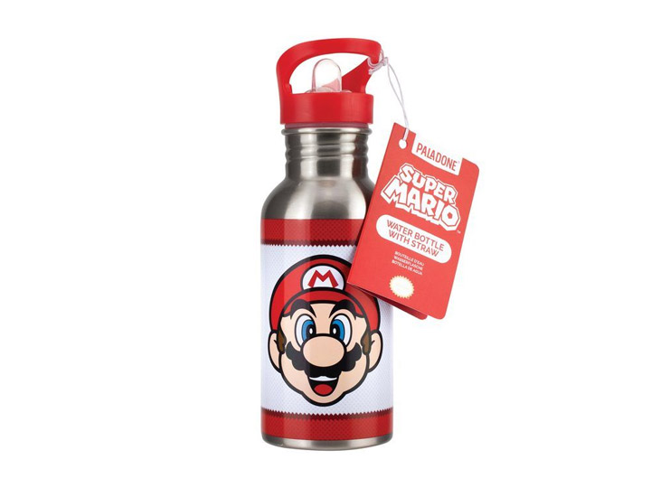 Super Mario Metal Water Bottle with Straw Gallery Image 1