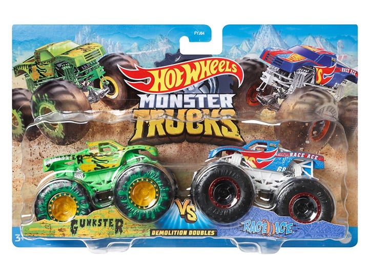 Hot Wheels Monster Trucks Demolition Doubles Gunkster vs Race Ace Gallery Image 1