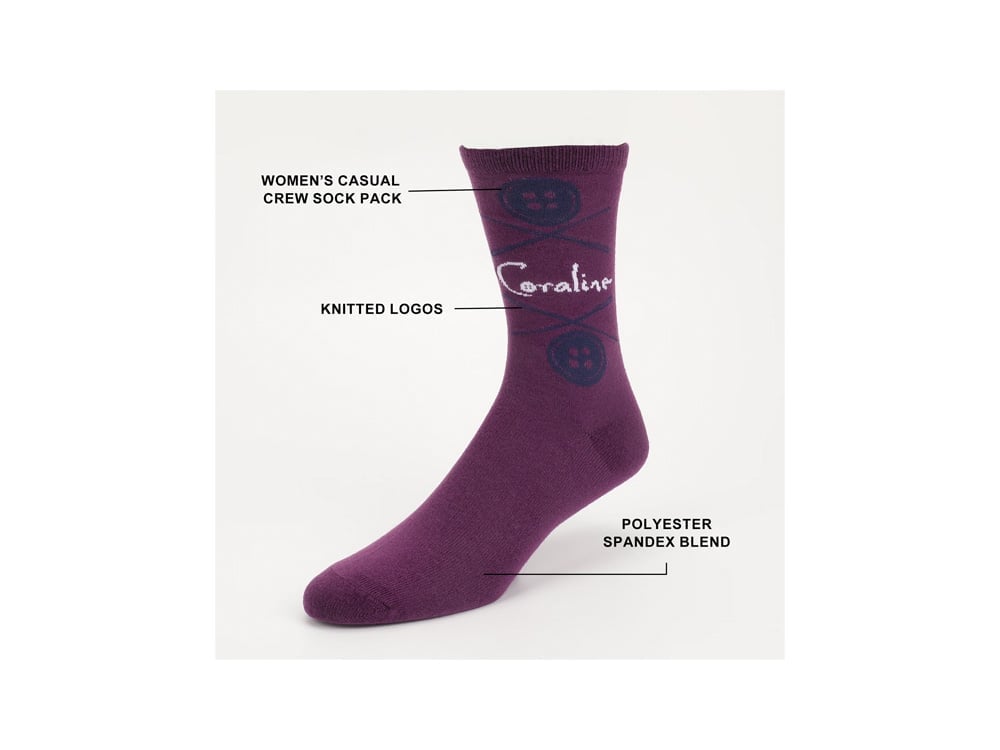 Coraline Mixed Icons Women's Casual Crew Socks 5-Pack Gallery Image 6