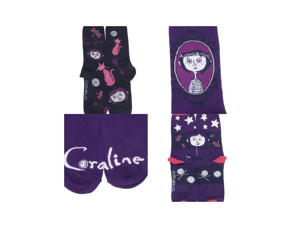 Coraline Mixed Icons Women's Casual Crew Socks 5-Pack Gallery Image 5
